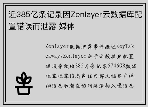 近385亿条记录因Zenlayer云数据库配置错误而泄露 媒体