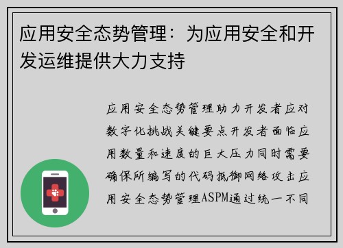 应用安全态势管理：为应用安全和开发运维提供大力支持 